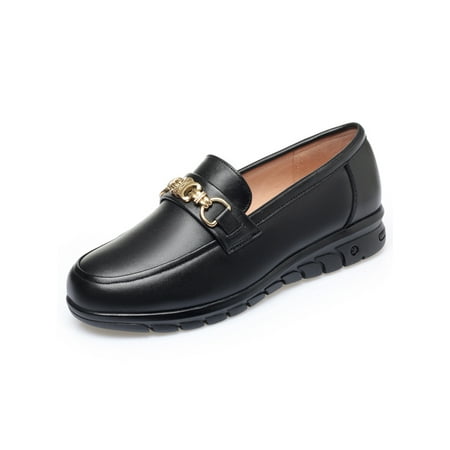 

Lacyhop Ladies Driving Casual Flats Lightweight Slip On Loafers Breathable Anti-Slip Dress Shoe Black-2 7.5