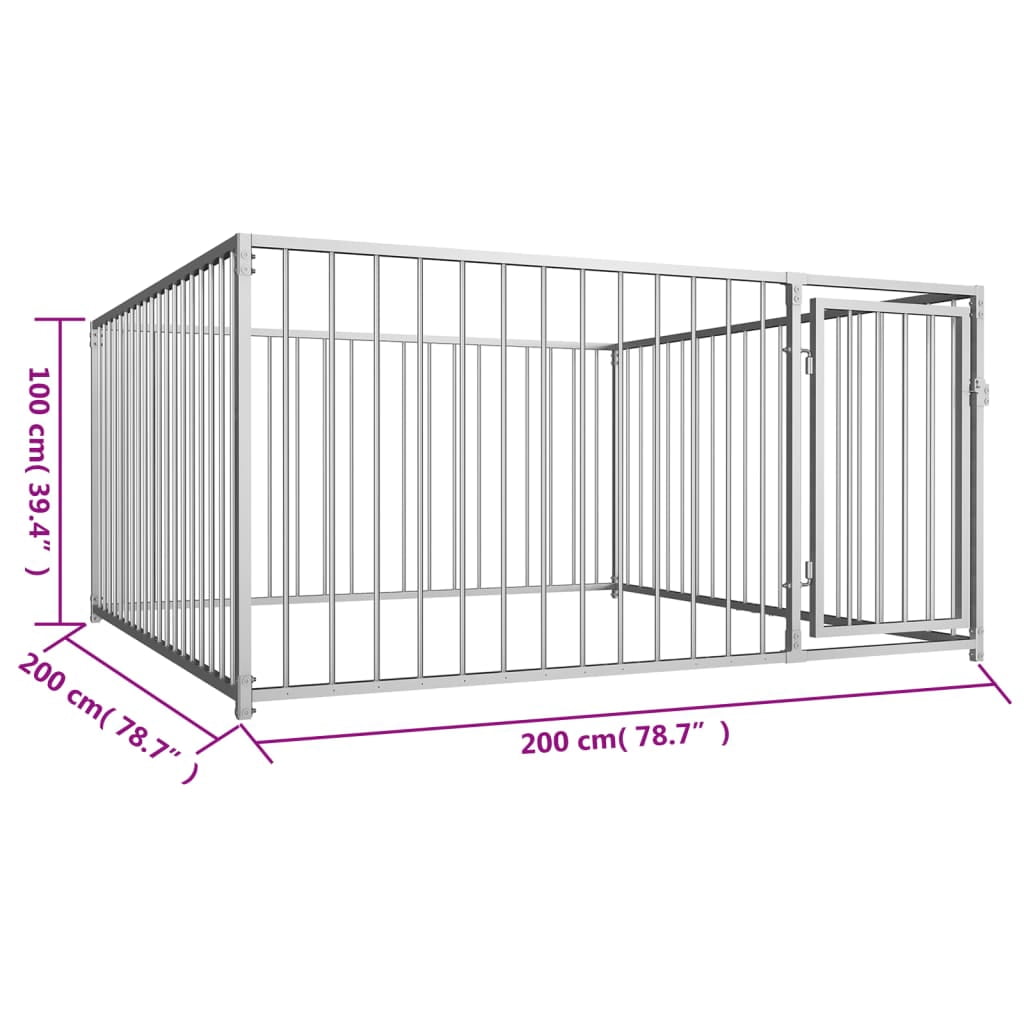 vidaXL Dog Kennel Silver Steel 39.4 x 39.4 x 39.4 in Tough Dog Kennel