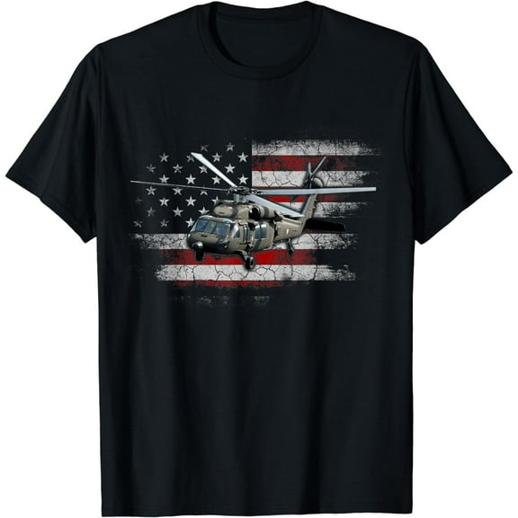 UH-60 Black Hawk Helicopter Vintage Flag Veteran T-Shirt T-Shirt