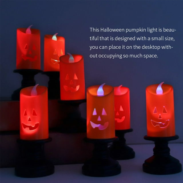 Candle Light Pumpkin Shape LED Light Flameless Decoration Halloween Candle Light; Desktop Lamp for Halloween, 1pc