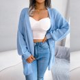thumbnail image 2 of IROINNID Women's Cardigan Open Front Coat Solid Color Long Sleeve Casual Autumn Winter Pocket Cardigan Sweater Jacket Tops, Blue, 2 of 6