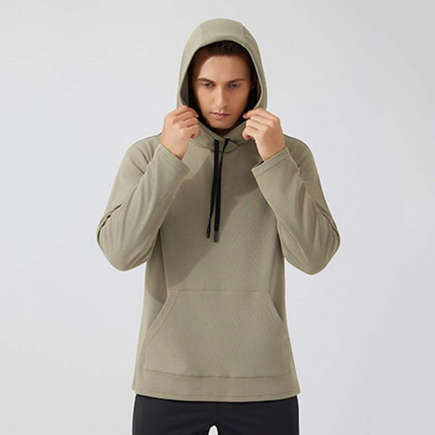 pstuiky Camisas casuales de manga larga para hombre, Sudadera con capucha de color liso para hombre, con bolsillo y parte superior cálida para deportes al aire libre, manga larga, informal s