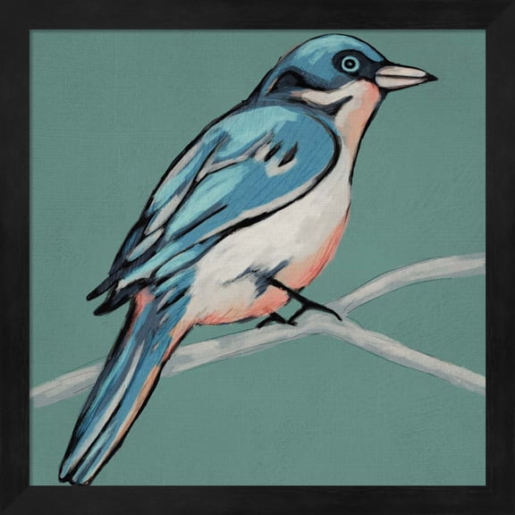 Winged Sketch IV on Teal by Chariklia Zarris, Framed Wall Art, 13.25W x 13.25H