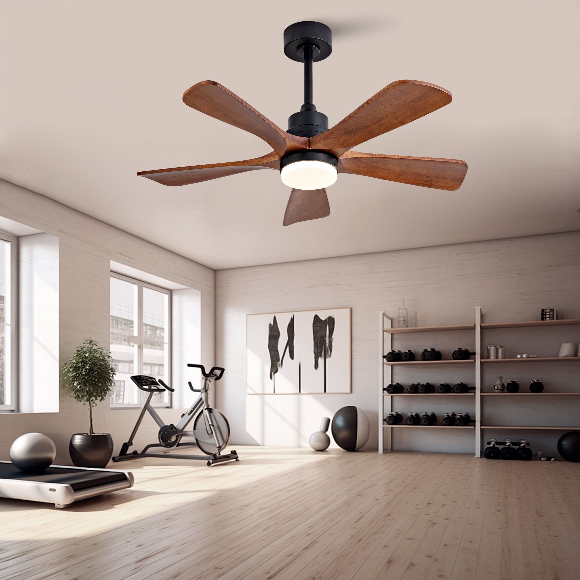 Ceiling Fan with Lights, 42 Inch Remote Control 5 Blades Outdoor Ceiling Fan for Patio Farmhouse Backyard, Antique Black
