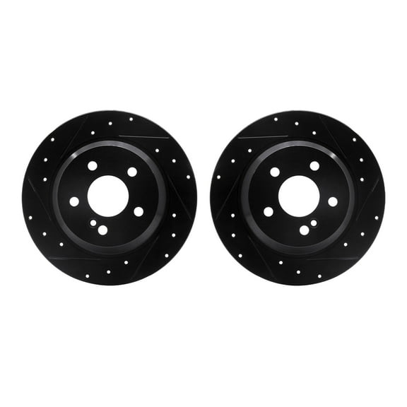 Dynamic Friction Company Rear Brake Rotors-Drilled and Slotted-Black 8002-63120