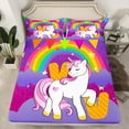 thumbnail image 2 of Erosebridal Dreamy Unicorn Bed Sheets Set Full Size, Initial Letter V Full Sheet Sets, Rainbow Bedding Full Size, Super Cozy Room Decor, 4 Pieces, 2 of 7