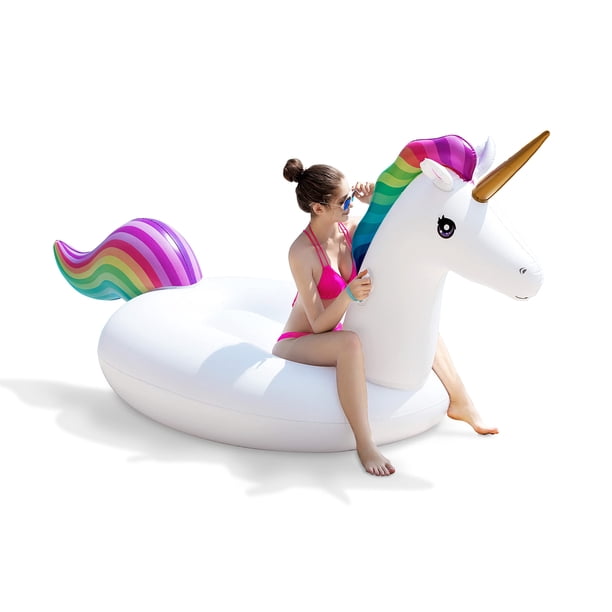 Flotador inflable con forma de unicornio para piscina Jasonwell Giant, montable