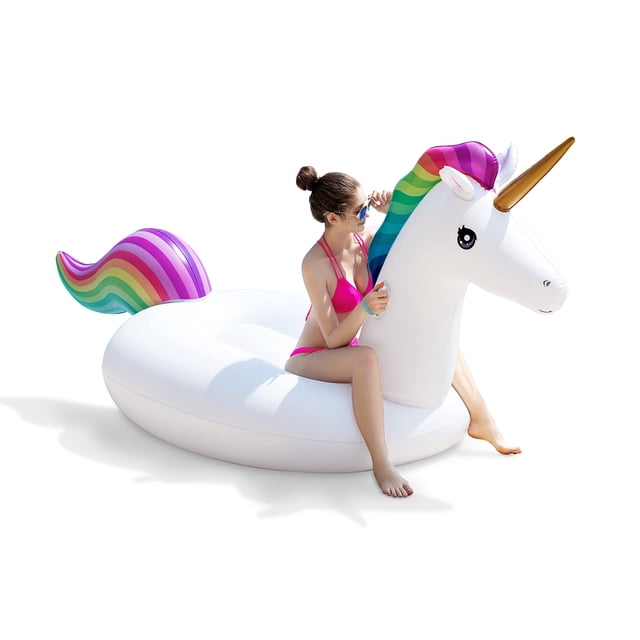 Flotador inflable con forma de unicornio para piscina Jasonwell Giant, montable