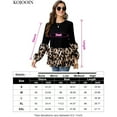 thumbnail image 5 of Yesfashion Women's Long Sleeve Ruffles Tunic Leopard Print Tops Babydoll Peplum Blouses, 5 of 5