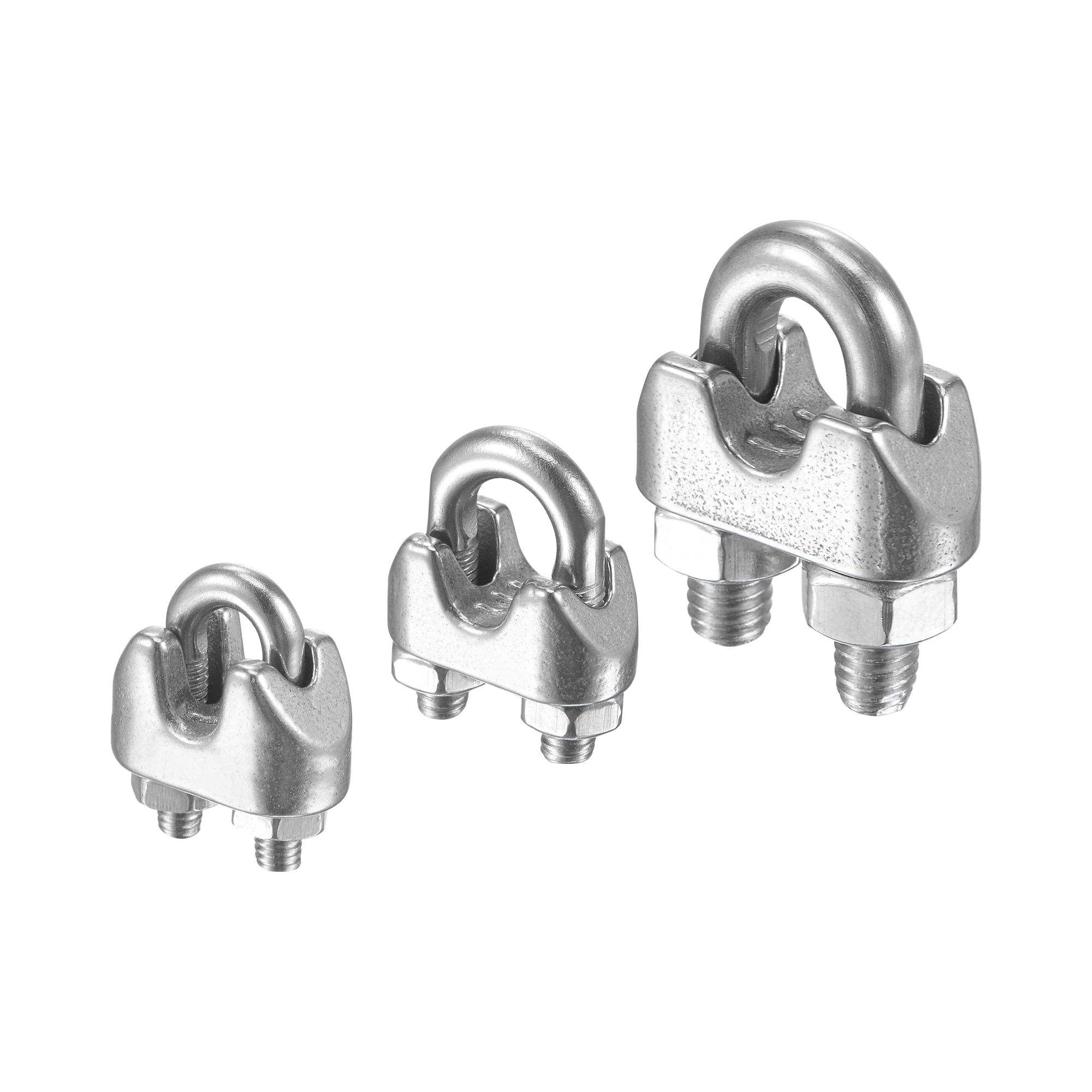 Wire Rope Clamp 3/8 inch 304 Stainless Steel Wire Rope Clip-Pack of 6 and Silver 