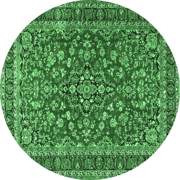 Ahgly Company Indoor Round Persian Emerald Green Traditional Area Rugs, 5' Round