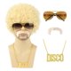 thumbnail image 1 of Set de disfraz TUOFLY para hombre, peluca de discoteca rubia con collar de gafas, 1 of 7