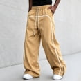 thumbnail image 6 of USNSM Men's Drawstring Elastic Waist Sports Pants Wide Leg Loose Trousers Soft Cozy Breathable Lightweight Casual Business Daily Wear Yellow M, 6 of 6