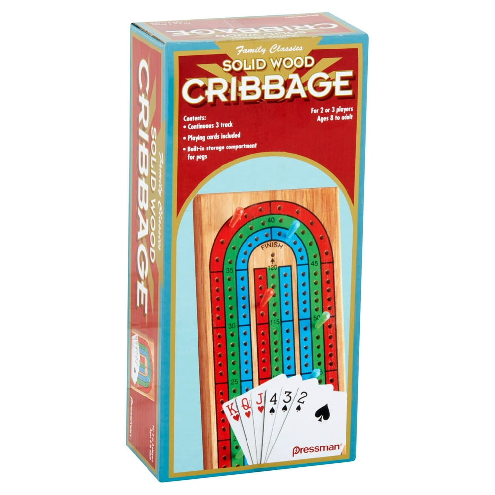 Pressman Family Classics Cribbage Solid Wood Continuous 3 Track Board