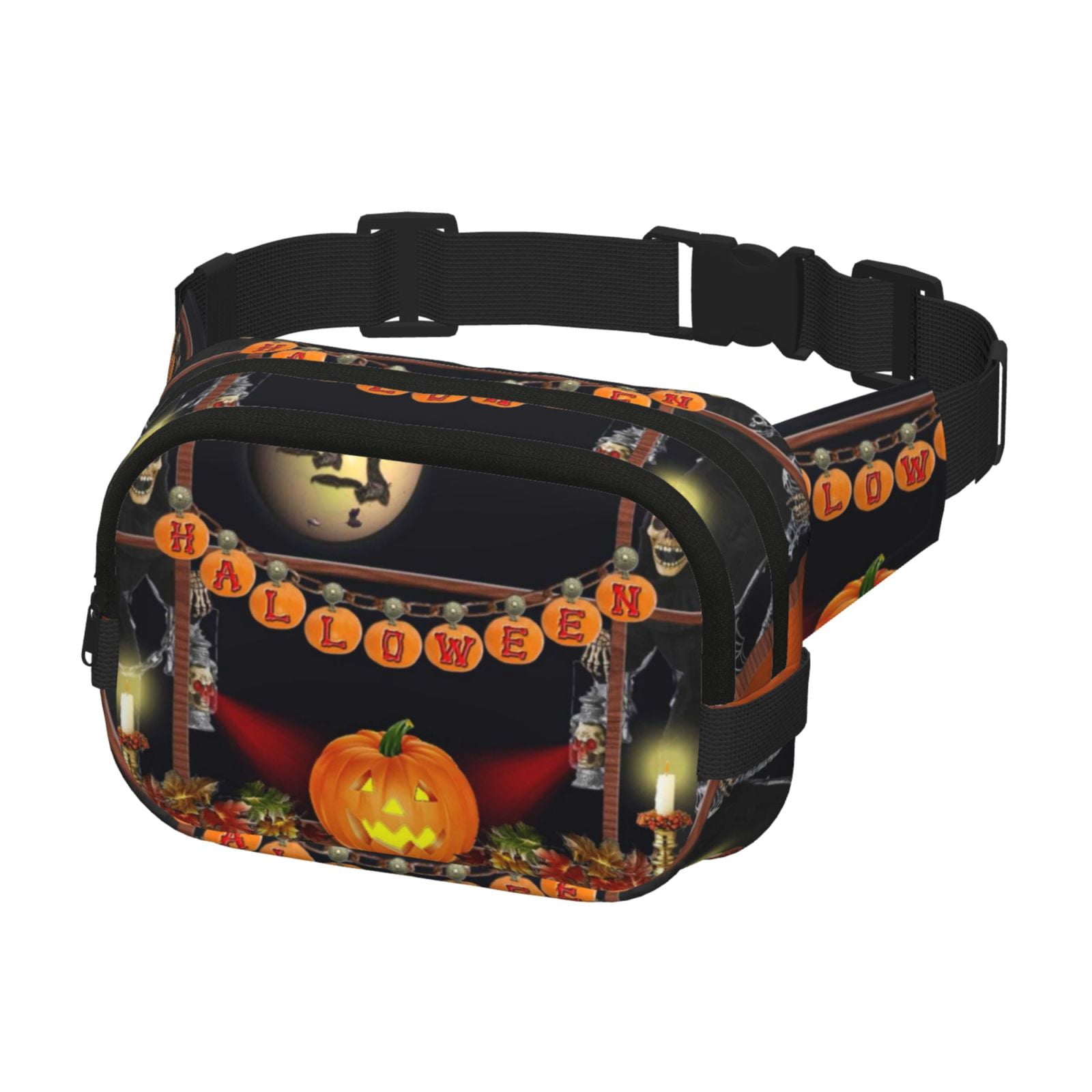 Hirioo Halloween Decoration for Double Layer Waist Bag Adjustable Fanny Pack For Travel Running Hiking
