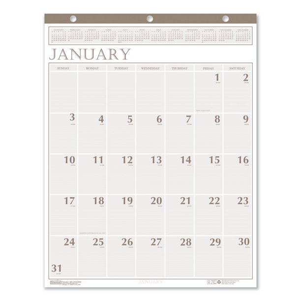 recycled large print monthly wall calendar leatherette