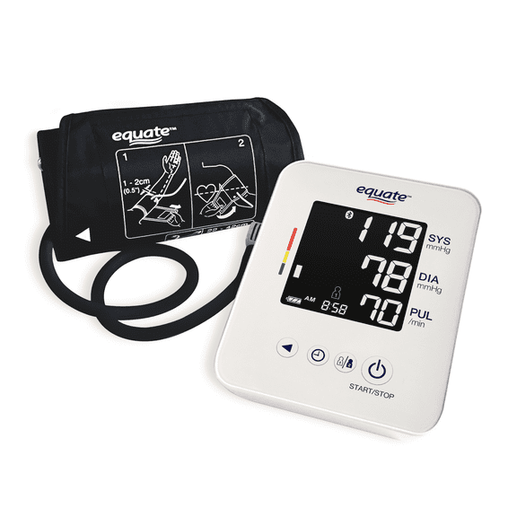 Equate 2 Plus Automatic Digital Wireless Blood Pressure Monitor for Home Use, Multiuser, Upper Arm Cuff - UA-6010BLEWM
