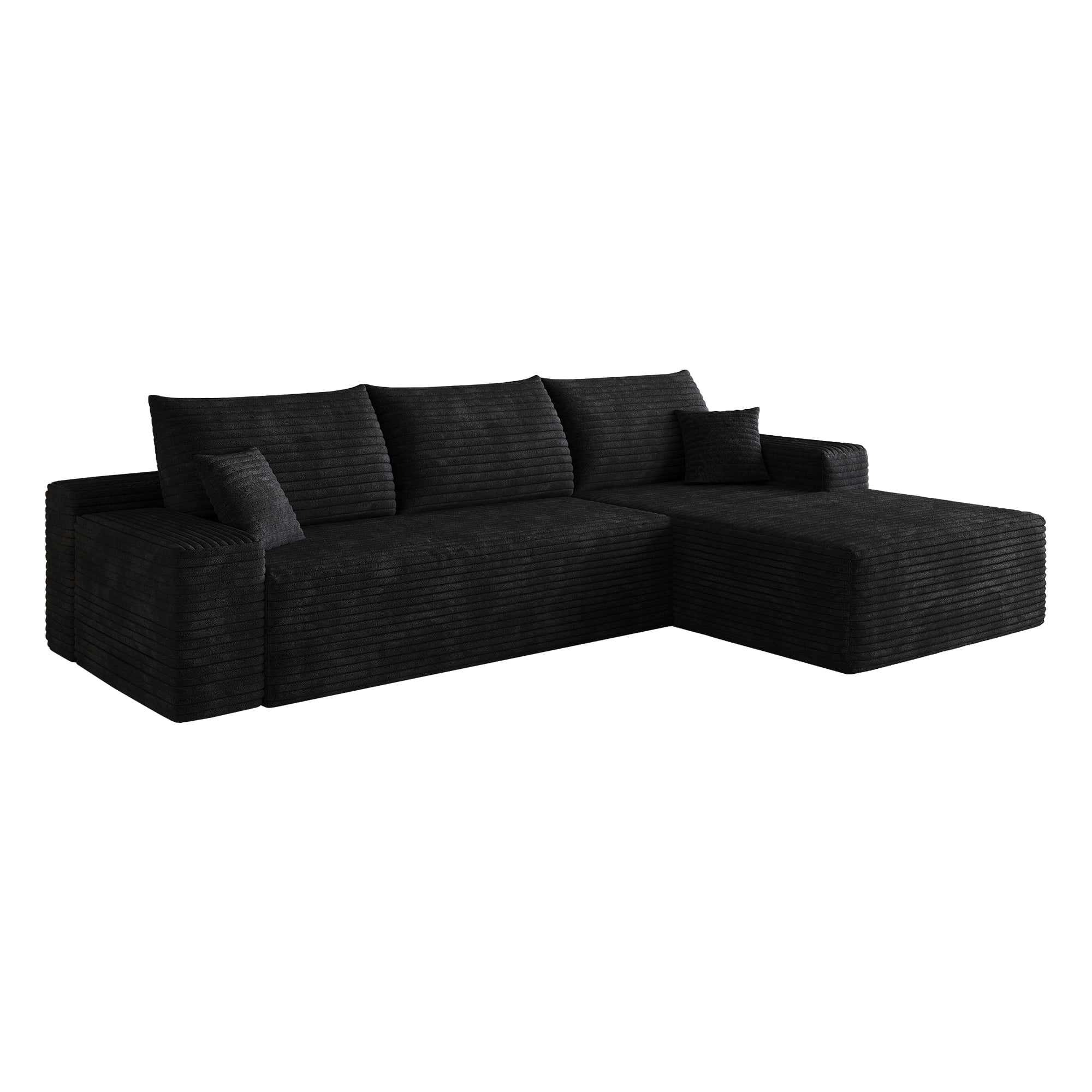 Cloud Sectional Couch 107-Inch with L-Shape Chaise and Deep Seat, Modular Sofa and Corner Couch for Living Room Bedroom, No Assembly Required, Black