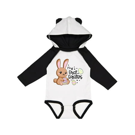 

Inktastic My 1st Easter with Brown Bunny and Easter Eggs Gift Baby Boy or Baby Girl Long Sleeve Bodysuit