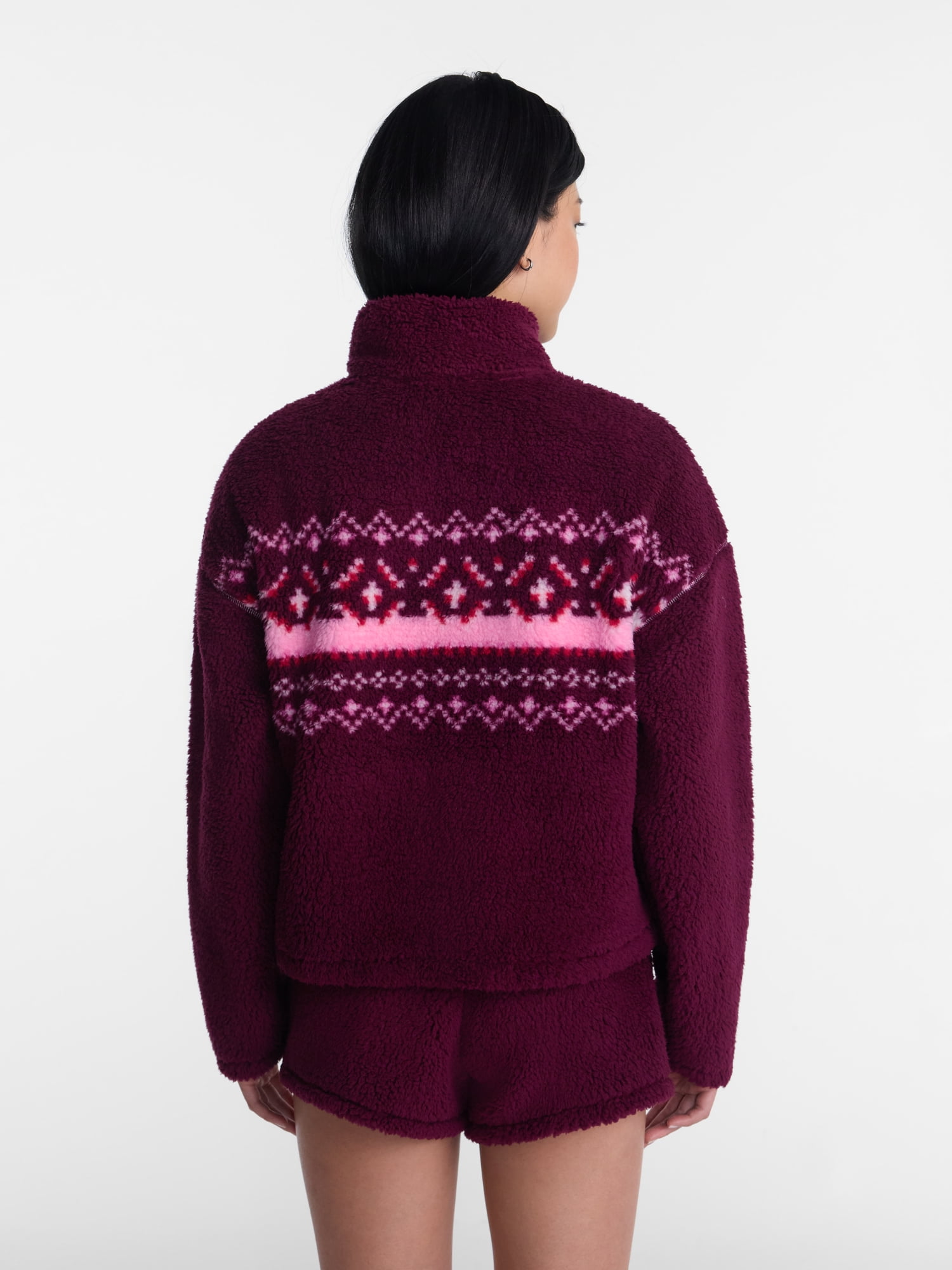 No Boundaries Faux Shearling Plush Pullover, Women's & Women’s Plus XXS-4X