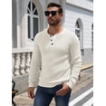 thumbnail image 4 of COOFANDY Mens Henley Waffle Pullover Sweater, Button Crewneck Casual Textured Sweaters, 4 of 8