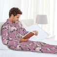 thumbnail image 6 of Naloa Rose Flowers Men’s Pajamas Set - Long Sleeve Button Down Sleep Shirt and Pajama Bottoms Sleepwear Set-Large, 6 of 7