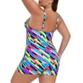 thumbnail image 4 of Ocean Blues Women’s Ruched One Piece Swimsuit Striped Print Plus Size 1-Piece Swimwear Tummy Control Retro One Piece Bathing Suit for Women, 4 of 5