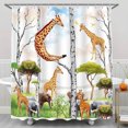 thumbnail image 1 of Whimsical Jungle Shower Curtain with Giraffes & Elephants - Colorful, Playful Design for Fun Bathroom Decor, 1 of 4