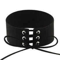 Grandest Birch Retro Women Gothic Faux Suede Choker Wide Collar Necklace Neck Jewelry Gift Faux Suede Black