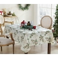 thumbnail image 5 of Ivory Golden Holly and Berry Christmas 52 x 70 inch Rectangle Vinyl Flannel Backed Dining Tablecloth, 5 of 7