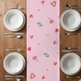 thumbnail image 6 of Valentine's Day Table Runner - 60 Inch Long, Kitchen Dining Table Runner Dresser Scarves, Cartoon Love Rose Floral Pink Romantic Farmhouse Decor for Coffee Tables Wedding Party Banquet, 6 of 8