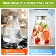 thumbnail image 5 of TINANA 68 oz Glass Pitcher with Lid, 2L Borosilicate Water Carafe, Stainless Steel Filter Lid, Iced Tea Lemonade Juice Beverage Jug, Yellow Handle, 5 of 6