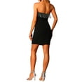 thumbnail image 3 of MODA NOVA Juniors Elegant Strapless Metallic Fringe Trim Evening Party Bodycon Mini Tube Dress, 3 of 6