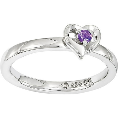 Stackable Expressions Amethyst Sterling Silver Heart Ring