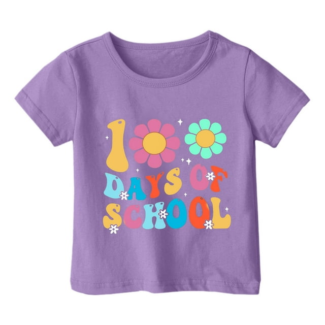 Tunique Spatiale 2Chaînes Chemise Garçon et Fille Mode Décontractée Imprimé Col Rond Manches Courtes T-Shirt Haut