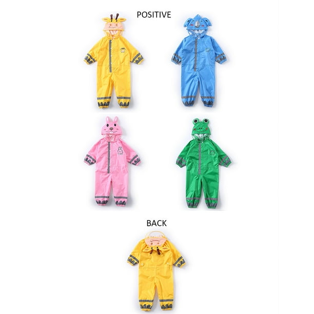 Anself Kids Raincoat Breathable Rainwear Waterproof Raincoat For Children Boys Girls Students Rainsuit Hooded High Visibility Reflective Raincoat Gree
