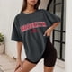 thumbnail image 2 of Camiseta holgada de manga corta y cuello redondo con estampado informal para mujer, 2 of 4