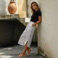 thumbnail image 4 of Skirts for Women Midi Length Casual Side Button Skirt High Waisted Long Flowy Skirt Summer Beach Skirts XL, 4 of 7