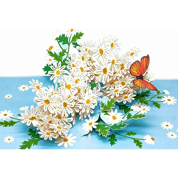Daisy Flowers 3D Pop Up Card - 3D Birthday Card, Mother's Day popup, Anniversary, Thank You, Congratulations, Valentine's - for Mom, for Daughter, for Wife, for Grandma, for Step-mom, for Girlfriend