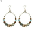thumbnail image 2 of Yesbay Bohemian Big Circle Wooden Beads Hook Earrings Women Ethnic Faux Turquoise Jewelry, 2 of 8