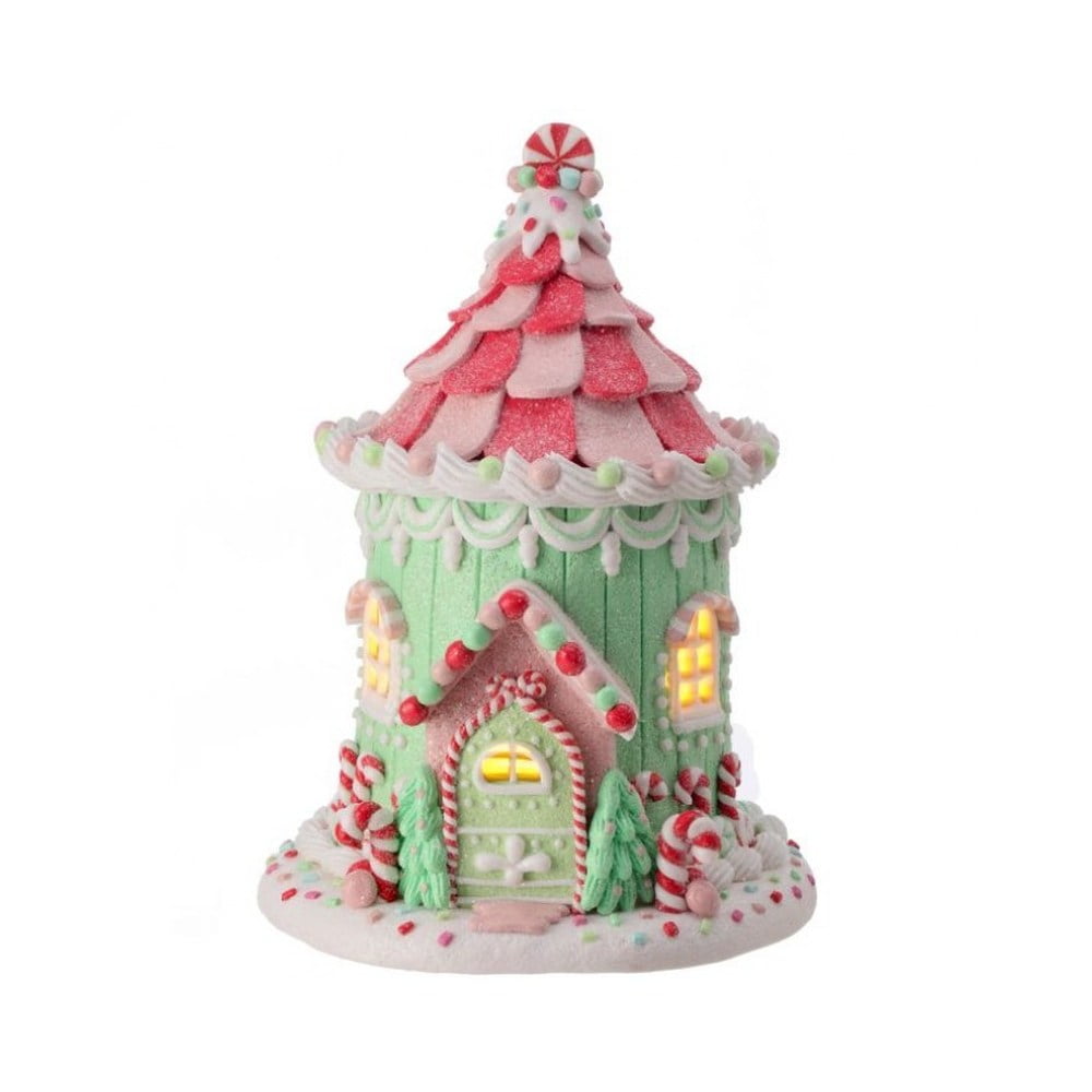 Regency International Candy Jar House Figurine, 10 inches, Green Pink ...