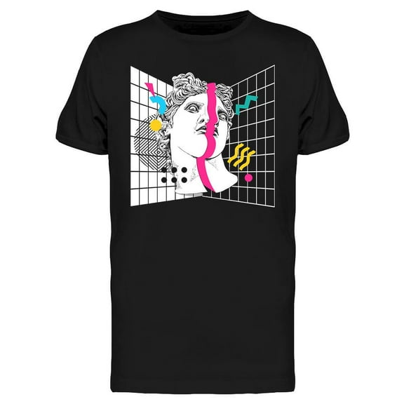 Vaporwave Statue Head T-Shirt Men -Image by Shutterstock, Male Large