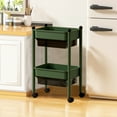 thumbnail image 6 of LHNFT 2 Tier Rolling Utility Cart with Drawers Multifunctional Storage Organizer with Wheels & Plastic Shelf Storage Cart for Kitchen Bathroom Office Living Room, 6 of 7