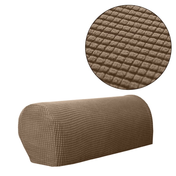 Armrest Cover Stretch Fabric Armrest Covers Anti-Slip Furniture Protector Armchair Slipcovers for Recliner Sofa Spandex Couch Armrest Protector Set of 2(21.7Inch,Light Brown)