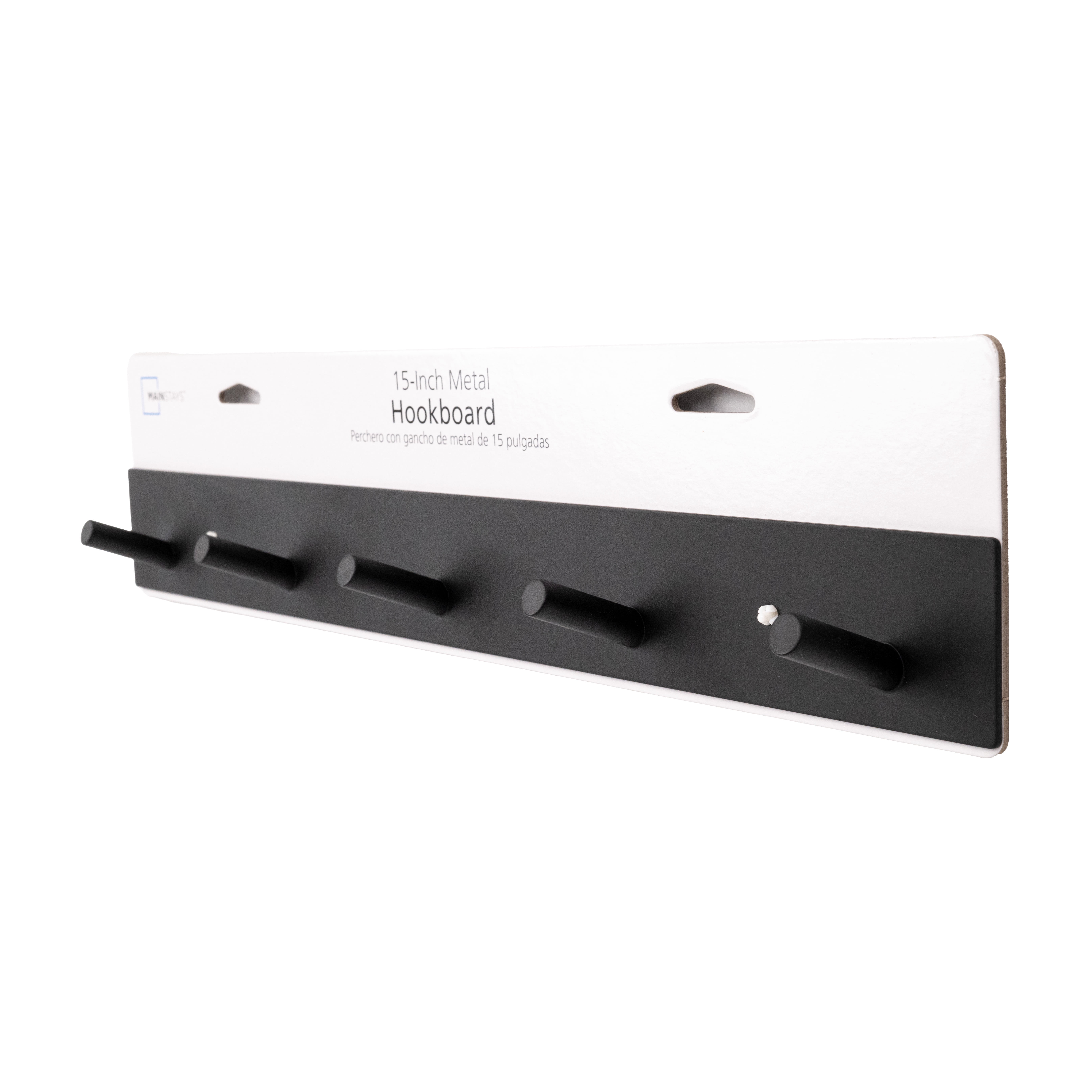 Mainstays 15.5" 5 Hook Black Metal Hookboard