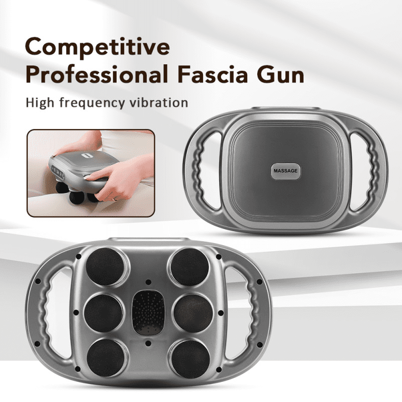 6-Head Fascia Gun Deep Massager, Massage Gun, 9 Intensity Levels, Muscle Massager, Electric Handheld Massage Tools for Neck, Back, Shoulder, Waist, Leg, Feet, Daily Relaxation