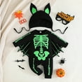 thumbnail image 2 of Baby Girl Coming Home Outfit Baby Bodysuit Hooded Skeleton Footless Pjs Outfits Long Sleeve With Print Hood Baby Romper Green 12 Months-18 Months, 2 of 7