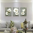 thumbnail image 4 of Living Room Wall Decor Canvas Wall Art For Bedroom Bathroom Wall Painting Artwork Gray Green Vintage Style White Flowers Abstract Pictures Wall Decorations For Kitchen 3 Panels Modern Family Decor, 4 of 6