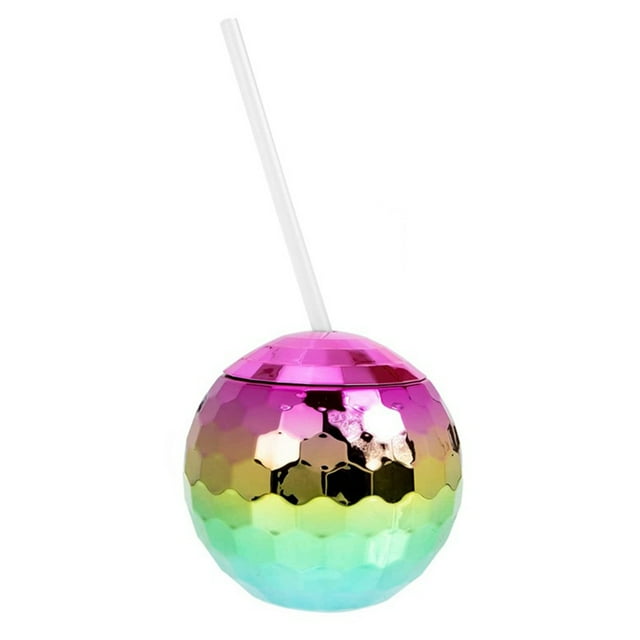 Transemion ABS Girl Straw Plastic Water Cup Unique Disco Ball Cup For Girls And 360 ° Rotation Does Not Leak colour