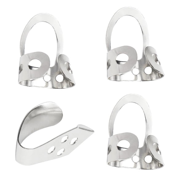 4PCS Metal Ukulele Banjo Guitar Finger Picks w/ Thumb Pick Plectrums Tool Set